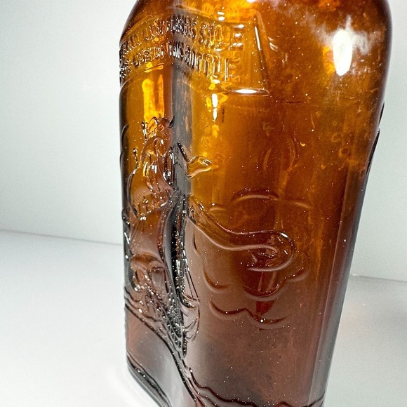 Vintage Schenley's Flask Brown Glass Schooner Sail Ship Embossed 1964 - Picture 3 of 9